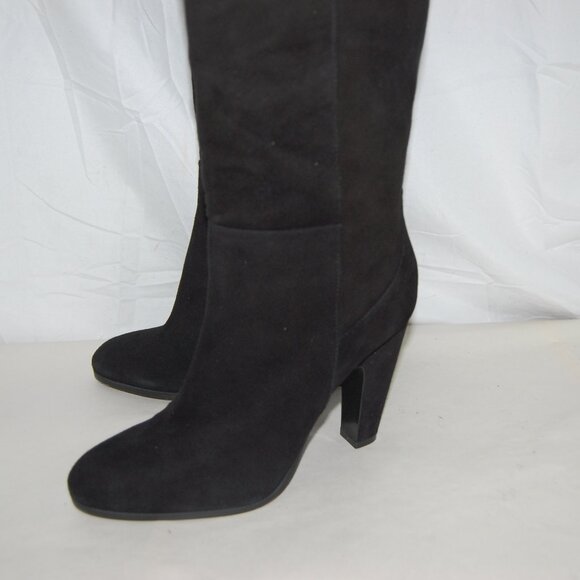 40/US9❤️Made ITALY PINKO Black Suede Slouch Over The Knee High Heels Boots ITALY